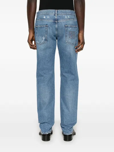 Dolce & Gabbana Classic Five-pocket Cotton Jeans With Abrasions In Blue