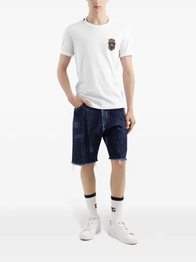 Dolce & Gabbana White Heraldic Patch Cotton T-shirt In White
