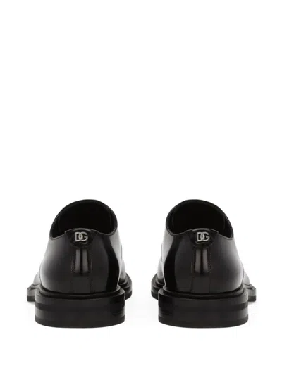 Dolce & Gabbana Black Leather Lace Up Shoes In Black