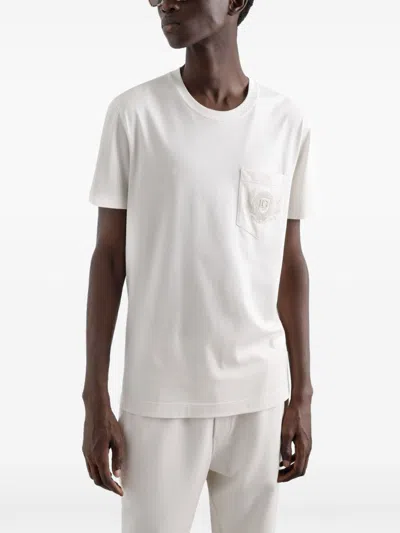Dolce & Gabbana Embroidered Pocket T-shirt With Short Sleeves In Multicolor