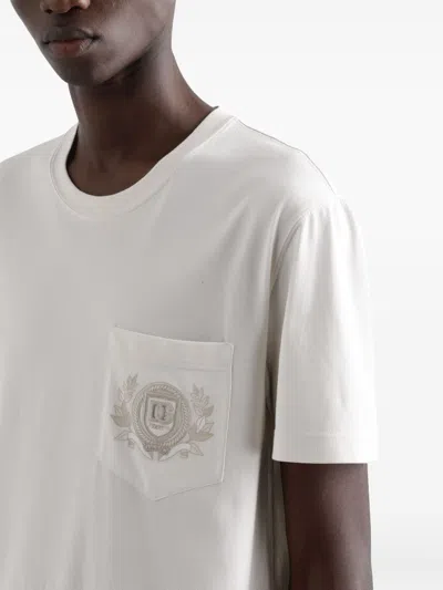 Dolce & Gabbana Embroidered Pocket T-shirt With Short Sleeves In Multicolor