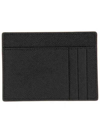 Dolce & Gabbana Black Textured Calf Leather Bi-fold Wallet In Black