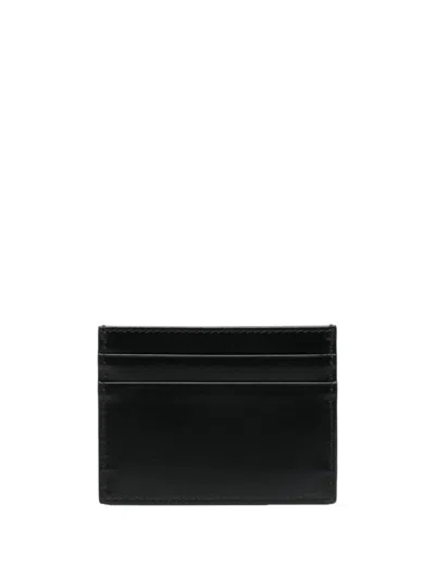 Dolce & Gabbana Calf Leather Cardholder With White Logo In Black