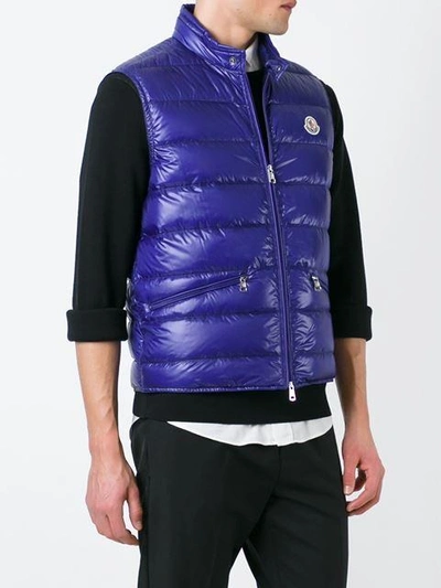 Shop Moncler Classic Padded Gilet In Blue