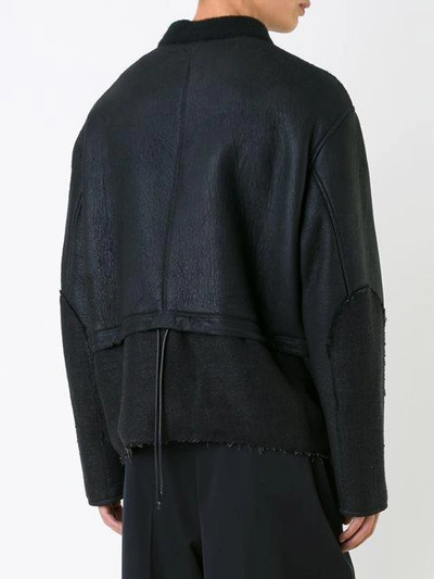 Shop Isabel Benenato Leather Bomber Jacket - Black