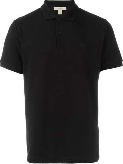 Shop Burberry Check Placket Cotton Piqué Polo Shirt - Black