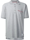 Thom Browne Short Sleeve Polo Shirt In Light Grey Pique