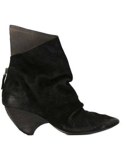 Marsèll Suede Curved Heel Ankle Boots In Black