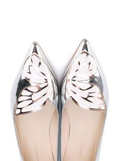 Shop Sophia Webster Silver Bibi Butterfly Ballet Flats In Metallic