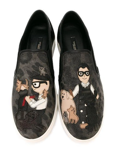 Shop Dolce & Gabbana ''d&g Family' Slip-on Sneakers - Black