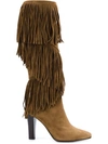 Saint Laurent 'lily' Fringe Boots - Brown