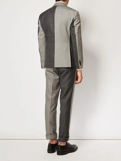Shop Thom Browne Notched Lapel Patterned Blazer In Grey