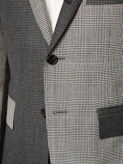 Shop Thom Browne Notched Lapel Patterned Blazer In Grey