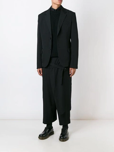 Shop Yohji Yamamoto Back Strap Detail Blazer - Black