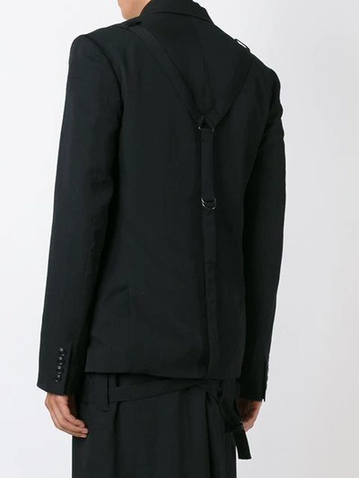 Shop Yohji Yamamoto Back Strap Detail Blazer - Black