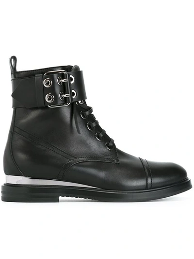 Shop Casadei Lace-up Buckled Ankle Boots