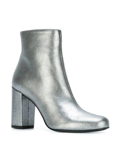 Shop Saint Laurent Metallic (grey) Ankle Boots