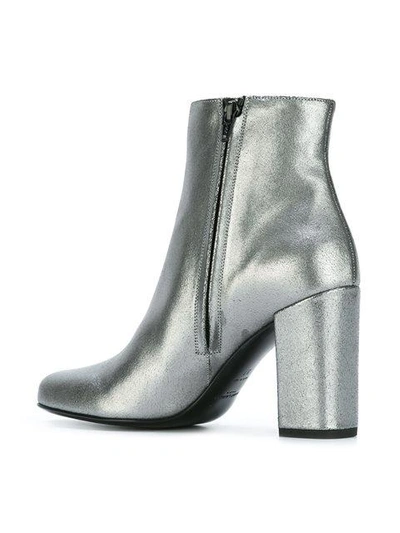 Shop Saint Laurent Metallic (grey) Ankle Boots
