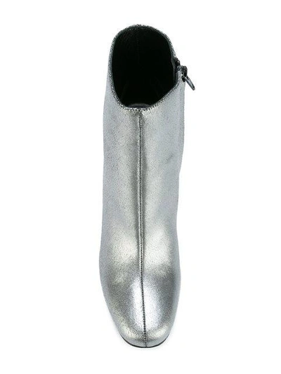 Shop Saint Laurent Metallic (grey) Ankle Boots