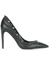 Valentino Garavani Noir Rockstud Leather Point-toe Pumps In Black