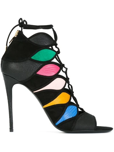 Ferragamo Women's Leather Heel Sandals Felicity In Black