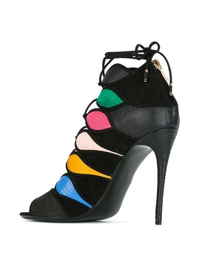 Shop Ferragamo Colour Block Sandals In Black