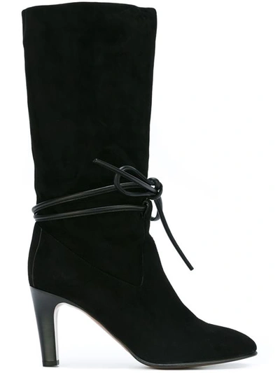 Chloé Ankle-tie Leather Ankle Boot, Black