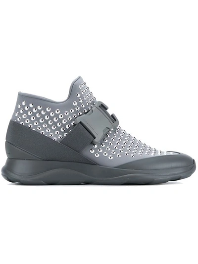 Christopher Kane Stud Embellished Safety Buckle Sneakers In Grey