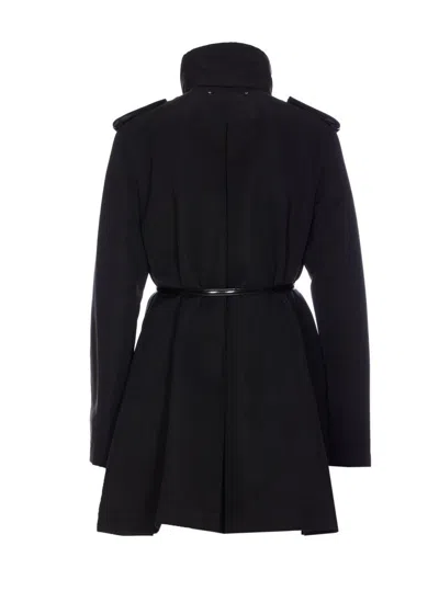 Gucci Belted Waist Nylon Faille Coat With Epaulettes In Black