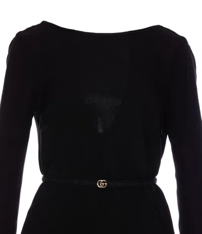 Gucci Women Silk Cady Mid-lenght Dress In Black