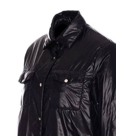 Herno Long Sleeved Press-stud Down Jacket In Black