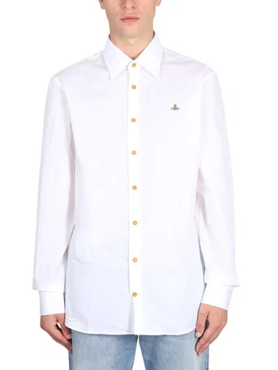 Vivienne Westwood Shirt With Subtle Orb Embroidery And Tailored Fit In White