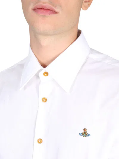 Vivienne Westwood Shirt With Subtle Orb Embroidery And Tailored Fit In White