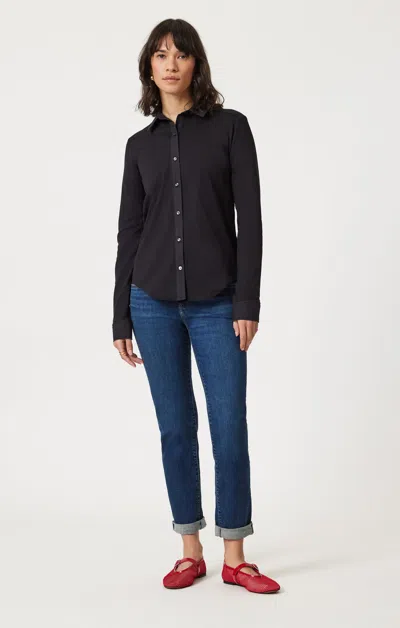 Mavi Emma Slim Boyfriend In Deep Brushed Tribeca In Dark Blue
