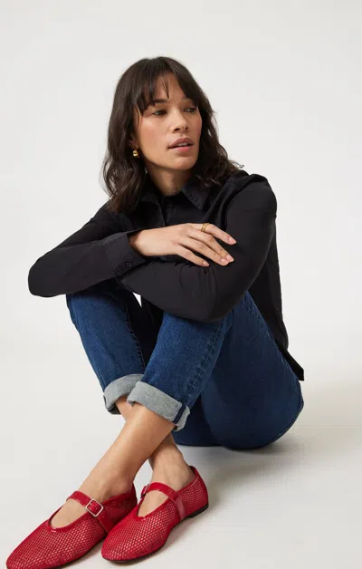 Mavi Emma Slim Boyfriend In Deep Brushed Tribeca In Dark Blue