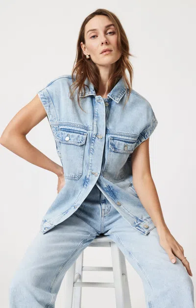 Mavi Nadia Denim Vest In Bleached Well Blue In Light Blue