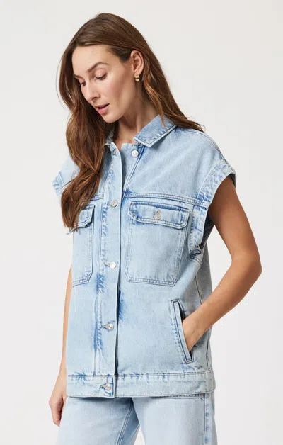 Mavi Nadia Denim Vest In Bleached Well Blue In Light Blue
