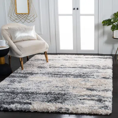 Safavieh Fontana Shag Area Rug, Ivory / Grey Flokati Style Non-shedding