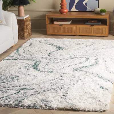 Safavieh Fontana Shag Area Rug, Ivory / Green Modern Style Non-shedding