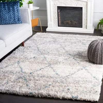 Safavieh Fontana Shag Area Rug, Turquoise / Ivory Moroccan Style Non-shedding