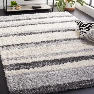 Safavieh Fontana Shag Area Rug, Ivory / Grey Flokati Style Non-shedding