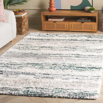 Safavieh Fontana Shag Area Rug, Ivory / Green Modern Style Non-shedding