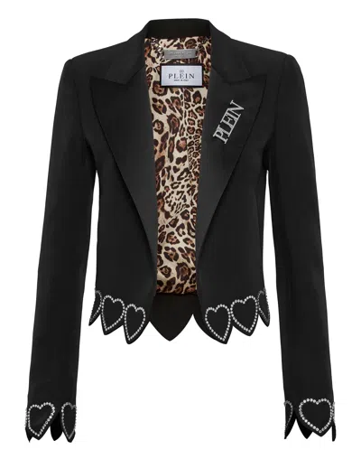 Philipp Plein Heart-embellished Blazer In Black