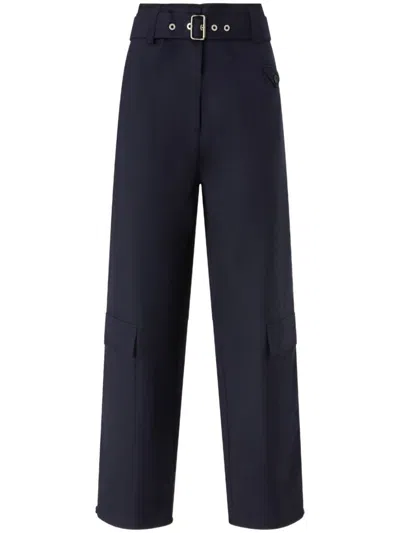 Pinko Grey 'piove' Trousers With Belt And Pockets In Multicolor
