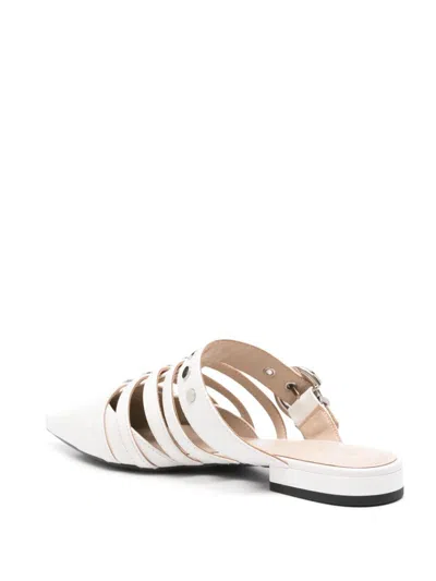 Pinko Pointed-toe Buckle Detailed Slip-on Slides In Beige