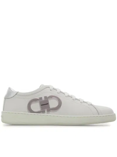 Ferragamo Double Gancini Sneaker In Grey