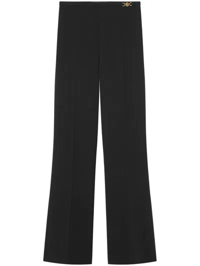 Versace Tailored Wide-leg Pants Front Pleats In Black