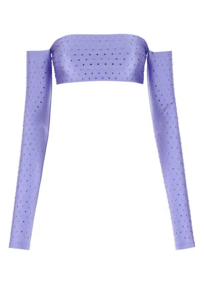 The Andamane Lexi Shiny Crop Top In Liliac