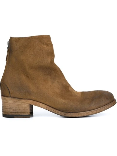 Marsèll 'listo' Distressed Buffed Leather Ankle Boots In Brown