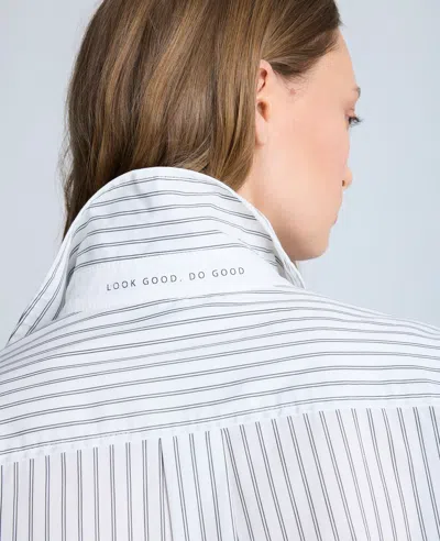 Kenneth Cole Oversized Long Sleeve Button Front Shirt With Double Cuff In Pure White,black